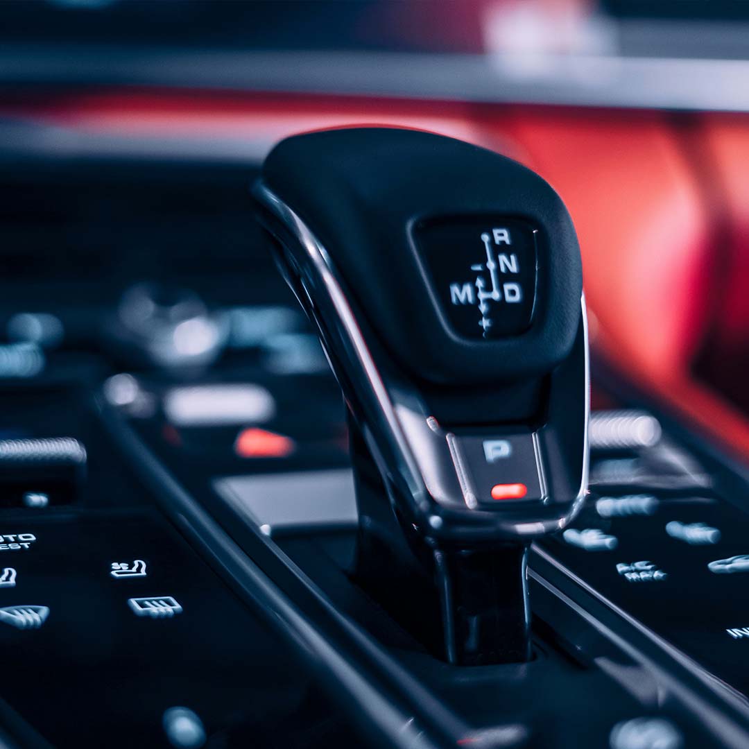 Close-up of automatic car gear shifter