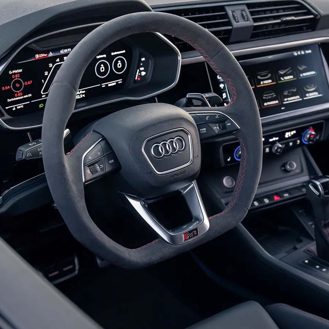 Close-up of car steering wheel and dashboard, (2)