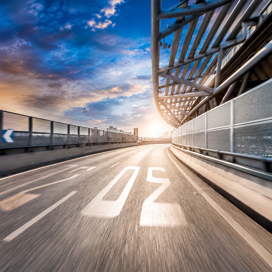 Empty straight highway road with motion blur,