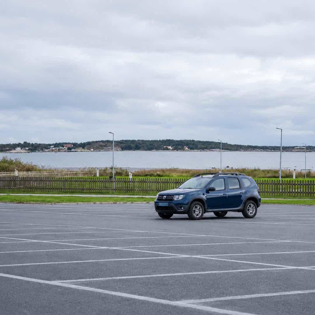 Modern sedan passenger car parked